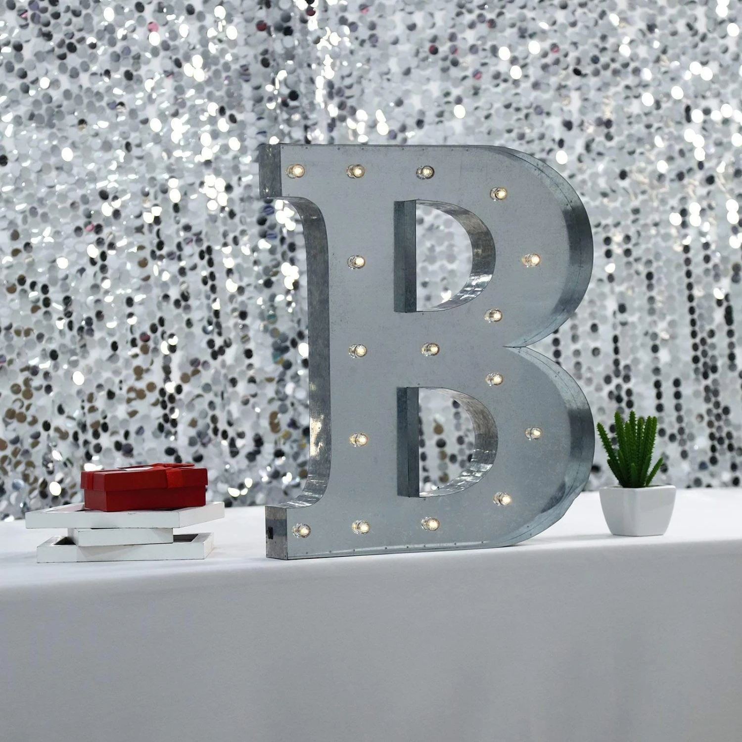 1.7 Ft Lighted Metal Marquee Silver Light Up Letter 16 1.7 Ft Lighted Metal Marquee Silver Light Up Letter - Image 14
