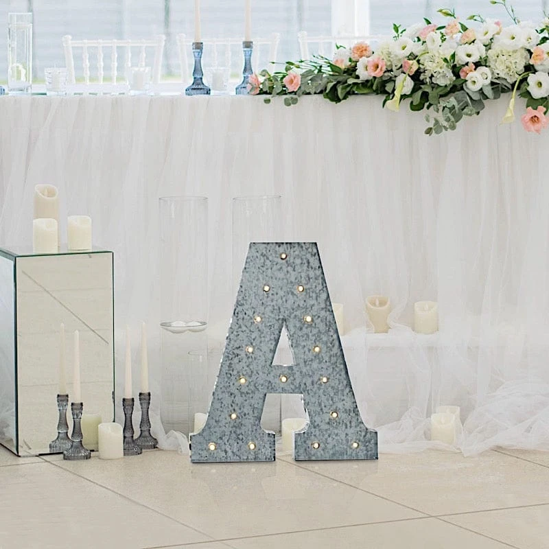 1.7 Ft Lighted Metal Marquee Silver Light Up Letter 7 1.7 Ft Lighted Metal Marquee Silver Light Up Letter - Image 5