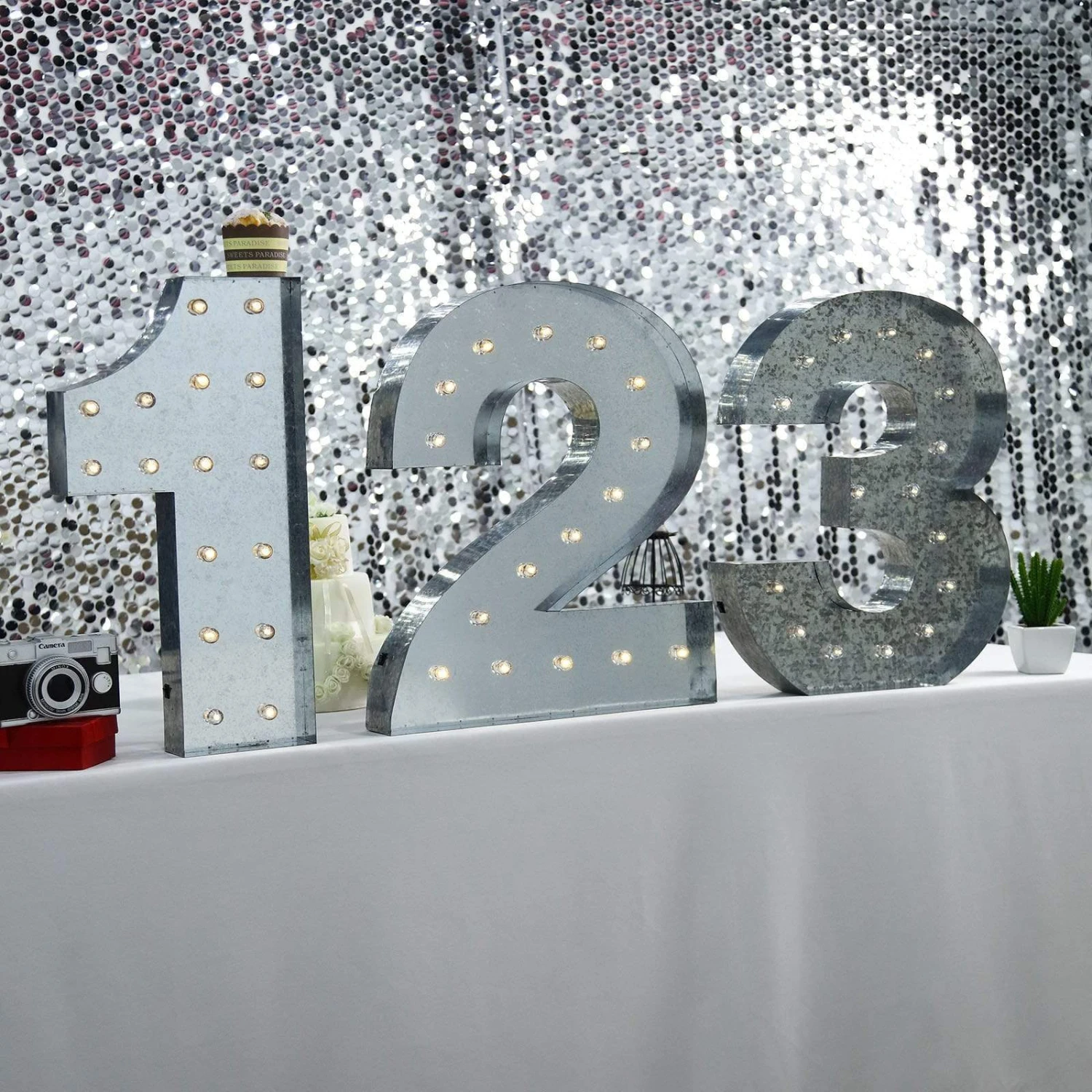 1.7 Ft Lighted Metal Marquee Silver Light Up Numbers 15 1.7 Ft Lighted Metal Marquee Silver Light Up Numbers - Image 13