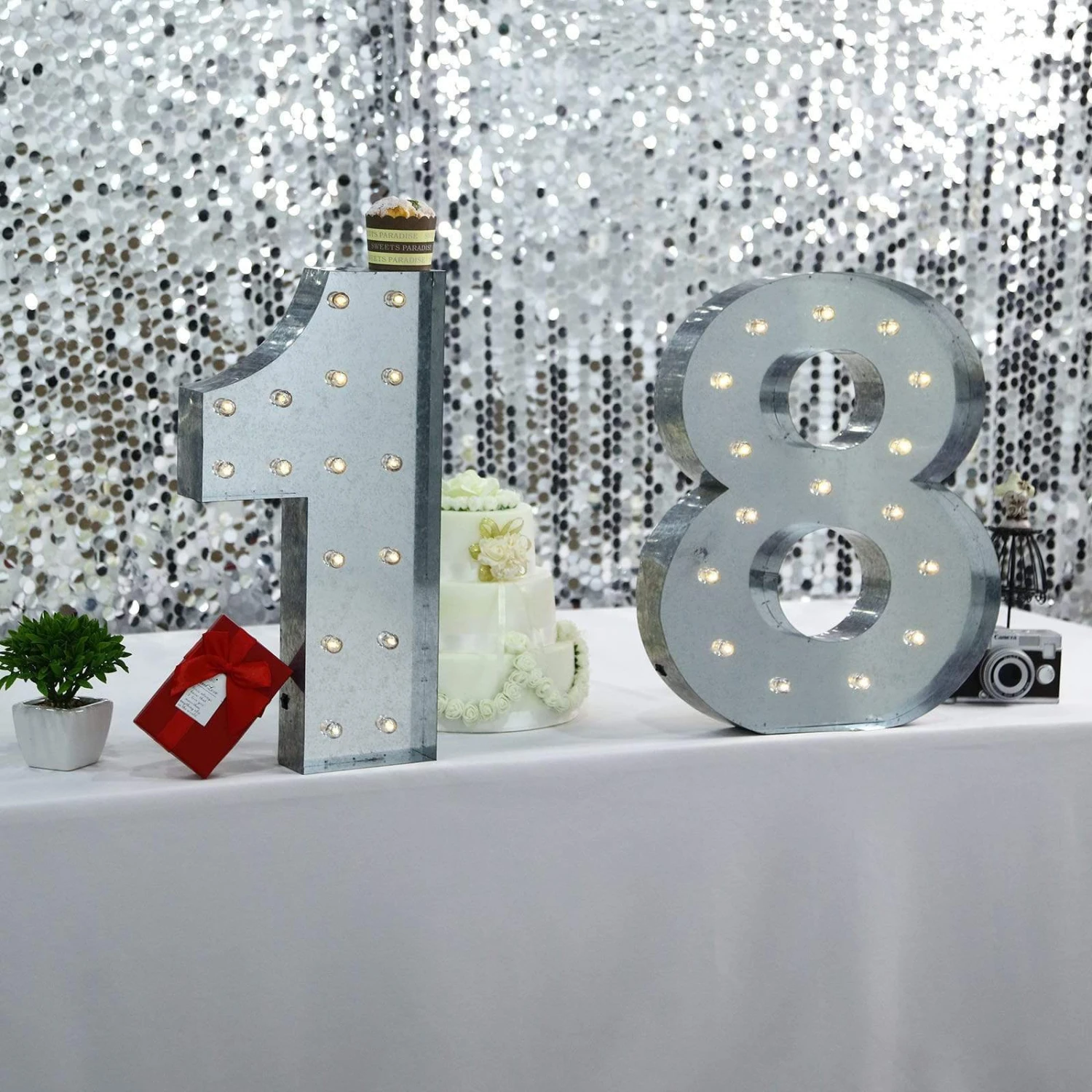 1.7 Ft Lighted Metal Marquee Silver Light Up Numbers 18 1.7 Ft Lighted Metal Marquee Silver Light Up Numbers - Image 16