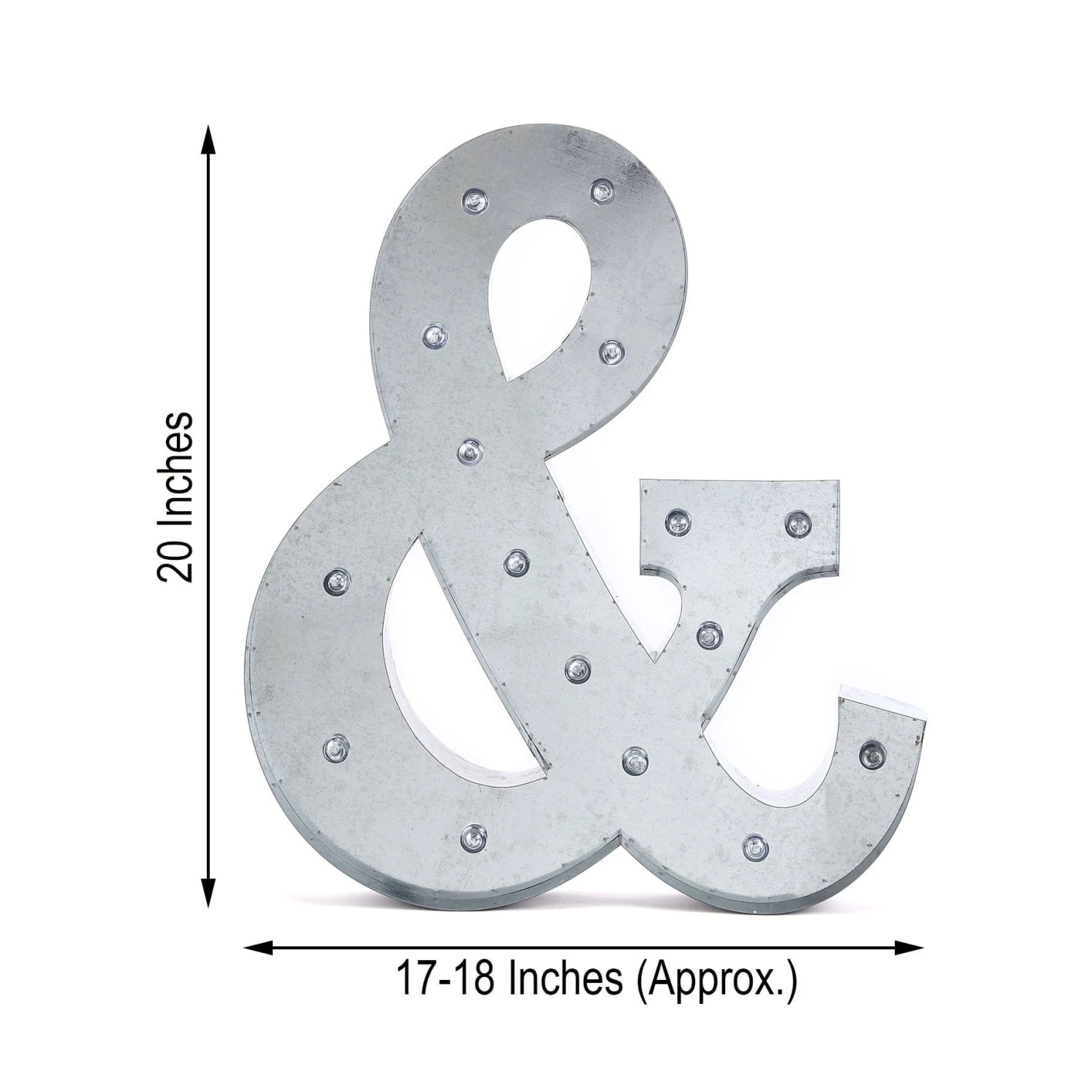 1.7 Ft Lighted Metal Marquee Silver Light Up Symbols 4 1.7 Ft Lighted Metal Marquee Silver Light Up Symbols - Image 2