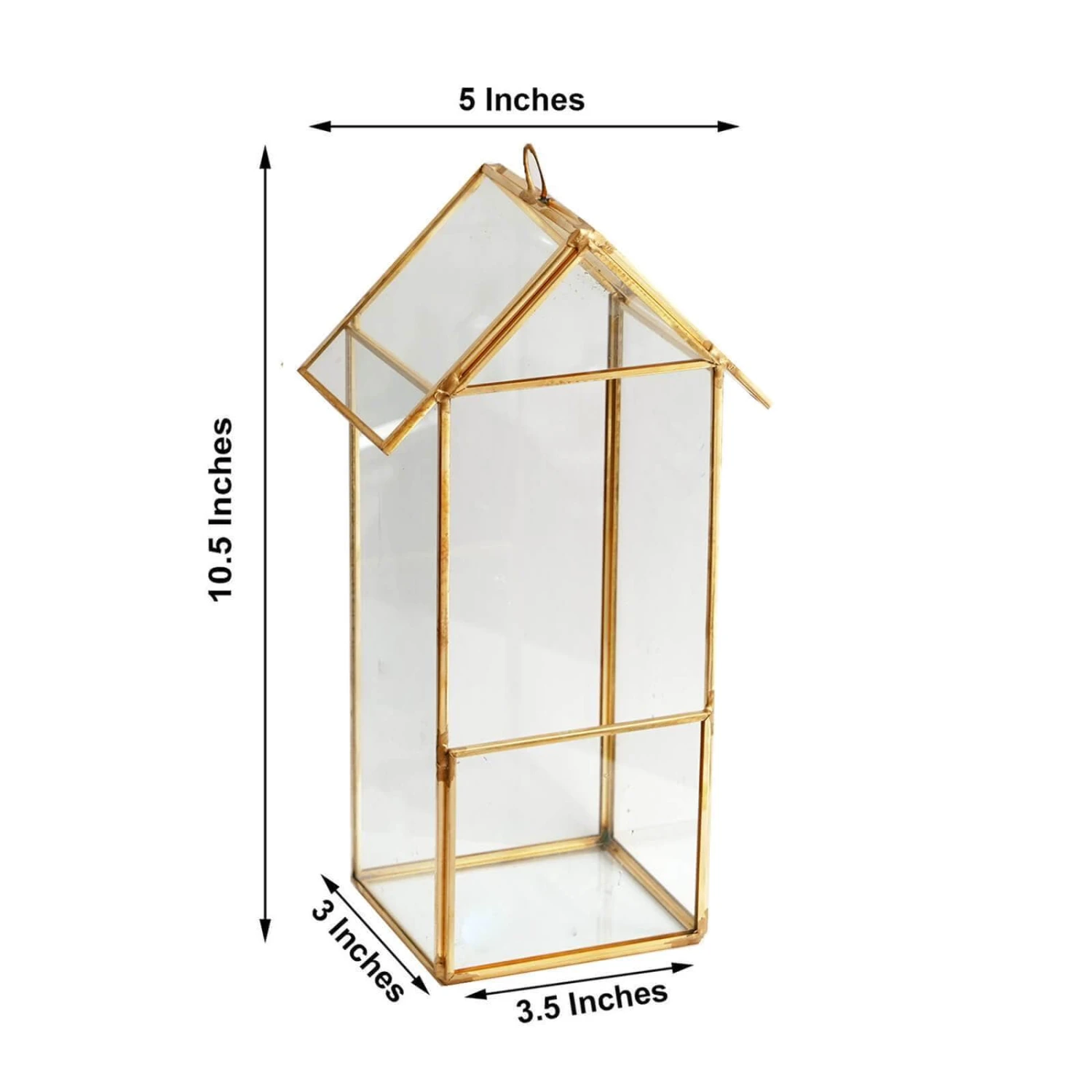 10.5" Tall Geometric Glass Terrarium Vase With Metal Frame - Clear With Gold 4 10.5" Tall Geometric Glass Terrarium Vase With Metal Frame - Clear With Gold - Image 2