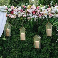 10.5" Tall Geometric Glass Terrarium Vase With Metal Frame - Clear With Gold 20 10.5" Tall Geometric Glass Terrarium Vase With Metal Frame - Clear With Gold -Optimal Home Decoration 10 5 tall geometric glass terrarium vase with metal frame clear with gold glas vase008 gold 29399783538751