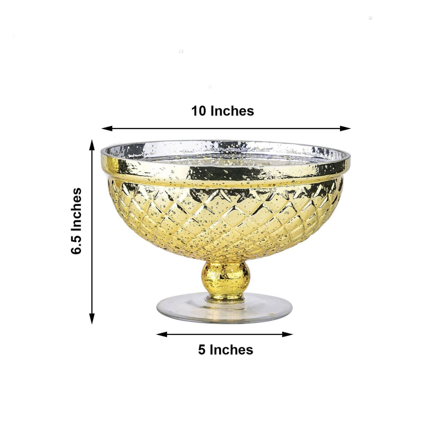 10" Mercury Glass Compote Vase Bowl Centerpiece 7 10" Mercury Glass Compote Vase Bowl Centerpiece - Image 5