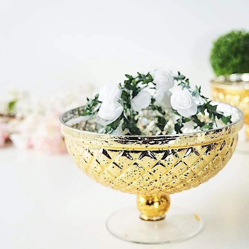 10" Mercury Glass Compote Vase Bowl Centerpiece 8 10" Mercury Glass Compote Vase Bowl Centerpiece - Image 6