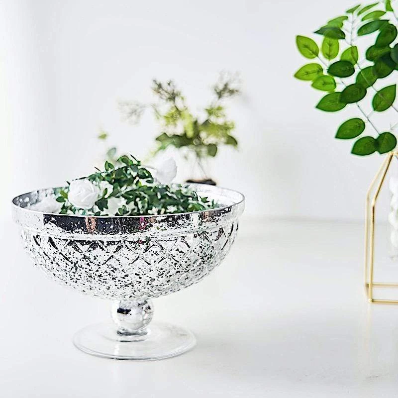 10" Mercury Glass Compote Vase Bowl Centerpiece 16 10" Mercury Glass Compote Vase Bowl Centerpiece - Image 14