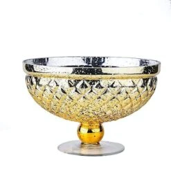 10" Mercury Glass Compote Vase Bowl Centerpiece