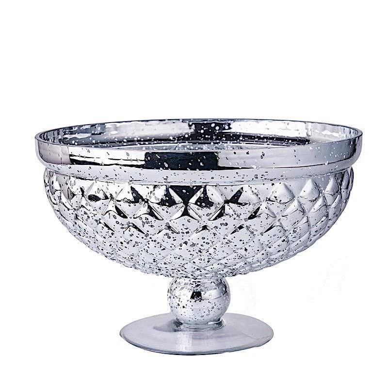 10" Mercury Glass Compote Vase Bowl Centerpiece 11 10" Mercury Glass Compote Vase Bowl Centerpiece - Image 9