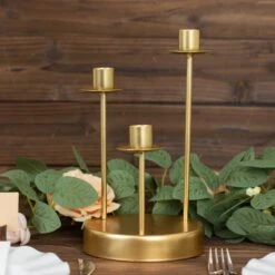 10" Metal 3 Arm Vintage Round Candelabra Taper Candle Holder - Gold 19 10" Metal 3 Arm Vintage Round Candelabra Taper Candle Holder - Gold -Optimal Home Decoration 10 metal 3 arm vintage round candelabra taper candle holder gold iron cand tp012 3 gold 30818447392831