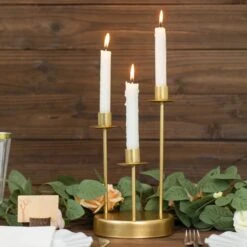 10" Metal 3 Arm Vintage Round Candelabra Taper Candle Holder - Gold 14 10" Metal 3 Arm Vintage Round Candelabra Taper Candle Holder - Gold -Optimal Home Decoration 10 metal 3 arm vintage round candelabra taper candle holder gold iron cand tp012 3 gold 30818447425599