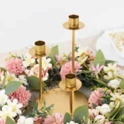 10" Metal 3 Arm Vintage Round Candelabra Taper Candle Holder - Gold 16 10" Metal 3 Arm Vintage Round Candelabra Taper Candle Holder - Gold -Optimal Home Decoration 10 metal 3 arm vintage round candelabra taper candle holder gold iron cand tp012 3 gold 30818447523903