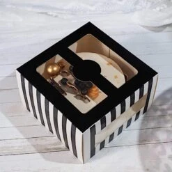 10 Pcs 10" Striped Dessert Bakery Cake Boxes With Window - Black And White 18 10 Pcs 10" Striped Dessert Bakery Cake Boxes With Window - Black And White -Optimal Home Decoration 10 pcs 10 striped dessert bakery cake boxes with window black and white box 10x6 cake01 blk 28598232154175