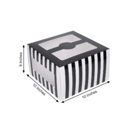 Optimal Home Decoration 38 Optimal Home Decoration -Optimal Home Decoration 10 pcs 10 striped dessert bakery cake boxes with window black and white box 10x6 cake01 blk 28598233727039