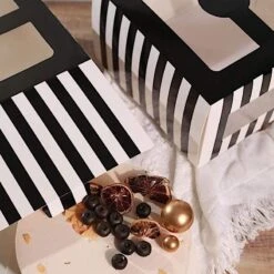 10 Pcs 10" Striped Dessert Bakery Cake Boxes With Window - Black And White 16 10 Pcs 10" Striped Dessert Bakery Cake Boxes With Window - Black And White -Optimal Home Decoration 10 pcs 10 striped dessert bakery cake boxes with window black and white box 10x6 cake01 blk 28598281273407