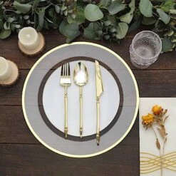 10 Round 12" Heavy Duty Plastic Charger Plates With Metallic Rim - Clear -Optimal Home Decoration 10 round 12 heavy duty plastic charger plates with metallic rim clear 30792140980287