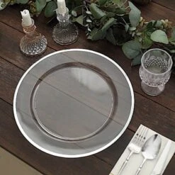 10 Round 12" Heavy Duty Plastic Charger Plates With Metallic Rim - Clear -Optimal Home Decoration 10 round 12 heavy duty plastic charger plates with metallic rim clear 30792141144127