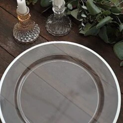 10 Round 12" Heavy Duty Plastic Charger Plates With Metallic Rim - Clear -Optimal Home Decoration 10 round 12 heavy duty plastic charger plates with metallic rim clear 30792141209663