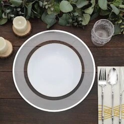 10 Round 12" Heavy Duty Plastic Charger Plates With Metallic Rim - Clear -Optimal Home Decoration 10 round 12 heavy duty plastic charger plates with metallic rim clear 30792141307967