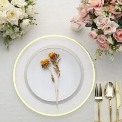 10 Round 12" Heavy Duty Plastic Charger Plates With Metallic Rim - Clear -Optimal Home Decoration 10 round 12 heavy duty plastic charger plates with metallic rim clear 30792141635647