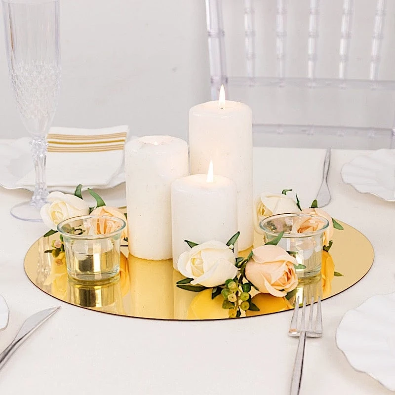 10 Round 13" Decorative Mirror Plastic Charger Plates 8 10 Round 13" Decorative Mirror Plastic Charger Plates - Image 6