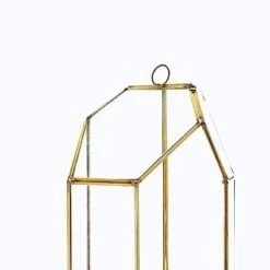 10" Tall Geometric Glass Terrarium Vase With Metal Frame - Clear With Gold 12 10" Tall Geometric Glass Terrarium Vase With Metal Frame - Clear With Gold -Optimal Home Decoration 10 tall geometric glass terrarium vase with metal frame clear with gold glas vase005 gold 15834241892415