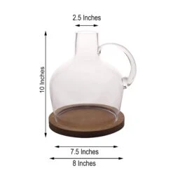 10" Tall Glass Vase Jug With Wooden Base - Clear -Optimal Home Decoration 10 tall glass vase jug with wooden base clear vase a35 10 13549250084927