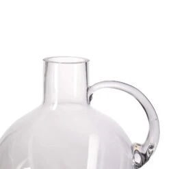 10" Tall Glass Vase Jug With Wooden Base - Clear -Optimal Home Decoration 10 tall glass vase jug with wooden base clear vase a35 10 13549261422655