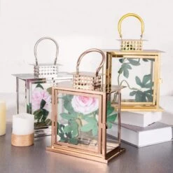 10" Tall Metal Lantern Candle Holder