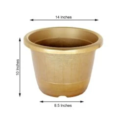 10" Tall Round Plastic Flower Plant Pot With Metallic Barrel Design -Optimal Home Decoration 10 tall round plastic flower plant pot with metallic barrel design 28948105330751