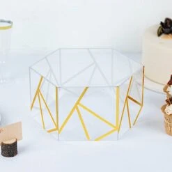 10" X 5" Hexagonal Acrylic Display Box Geometric Pedestal Riser - Clear With Gold 21 10" X 5" Hexagonal Acrylic Display Box Geometric Pedestal Riser - Clear With Gold -Optimal Home Decoration 10 x 5 hexagonal acrylic display box geometric pedestal riser clear with gold prop box 001h 10 clgd 30819142369343