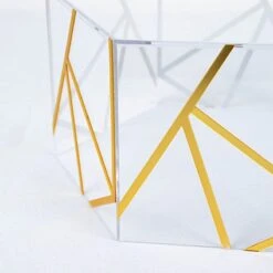 10" X 5" Hexagonal Acrylic Display Box Geometric Pedestal Riser - Clear With Gold 14 10" X 5" Hexagonal Acrylic Display Box Geometric Pedestal Riser - Clear With Gold -Optimal Home Decoration 10 x 5 hexagonal acrylic display box geometric pedestal riser clear with gold prop box 001h 10 clgd 30819142434879