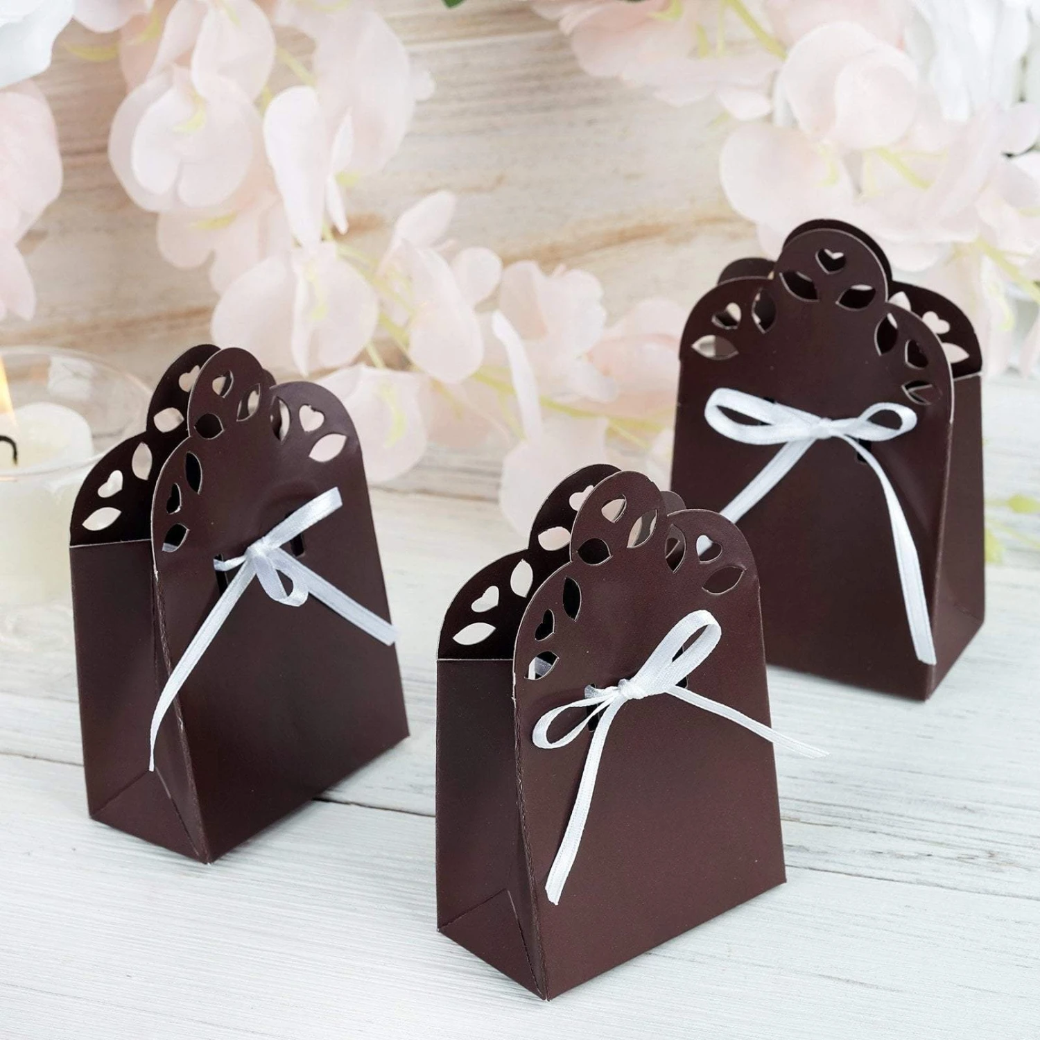 100 Cut Out Top Boxes For Wedding Favors - Chocolate Brown 6 100 Cut Out Top Boxes For Wedding Favors - Chocolate Brown - Image 4