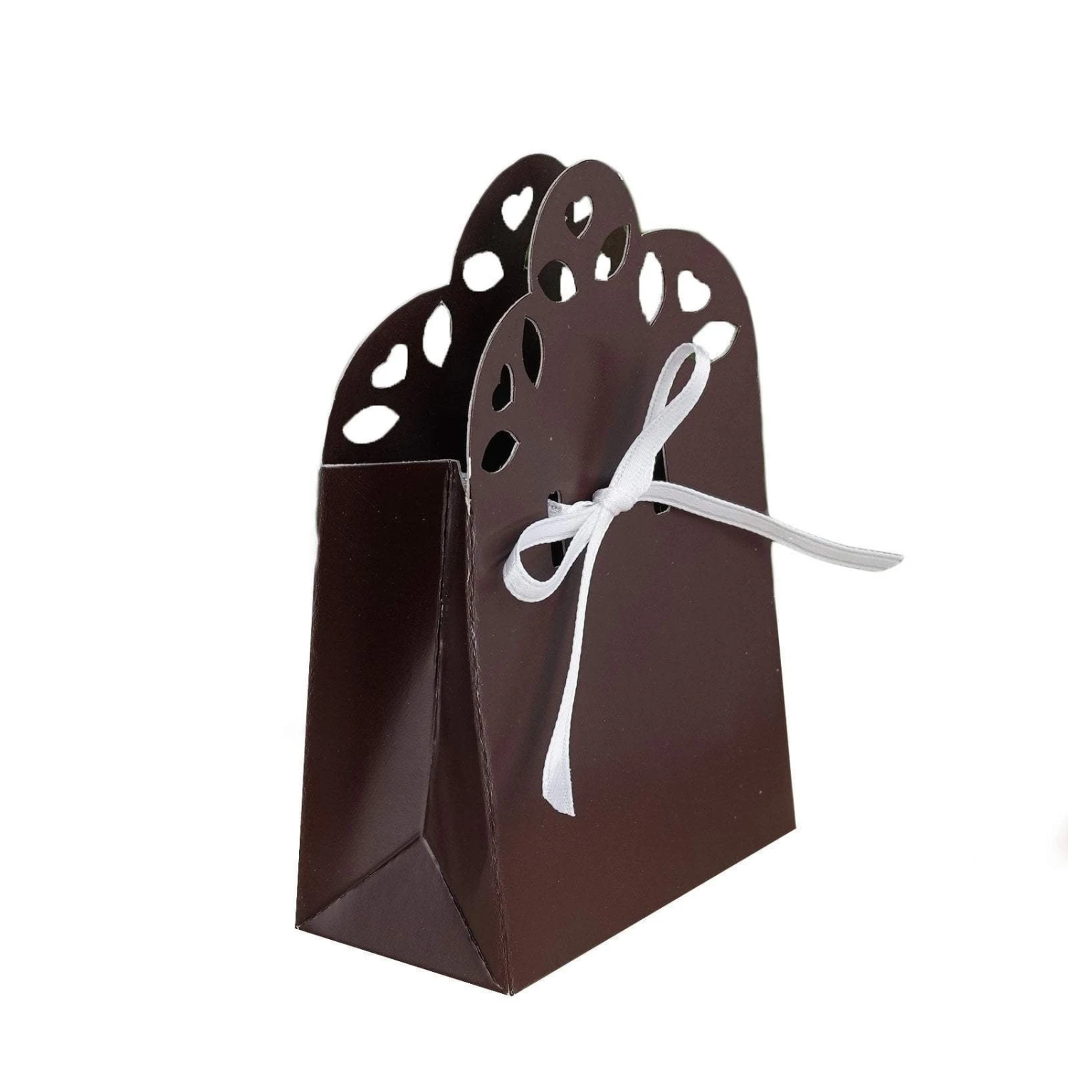 100 Cut Out Top Boxes For Wedding Favors - Chocolate Brown