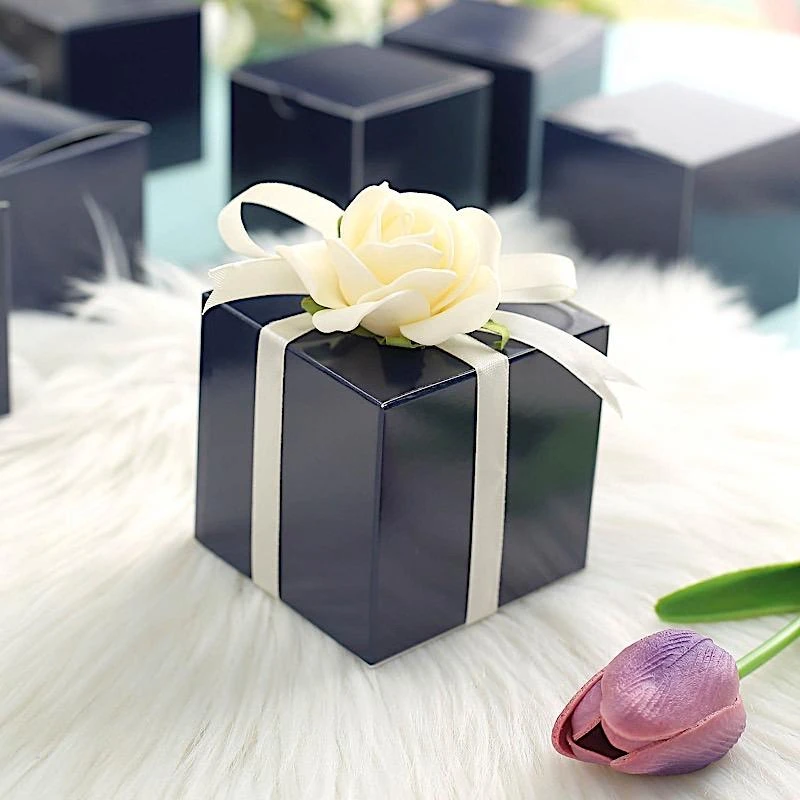 100 Wedding Favor Boxes 3" X 3" X 3" - Navy Blue 5 100 Wedding Favor Boxes 3" X 3" X 3" - Navy Blue - Image 3