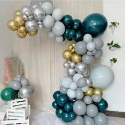 101 Double Layer Latex Balloons Garland Arch Party Decorations Kit - Green Gold Silver -Optimal Home Decoration 101 double layer latex balloons garland arch party decorations kit green gold silver bloon kit11 hntsv 30486265724991