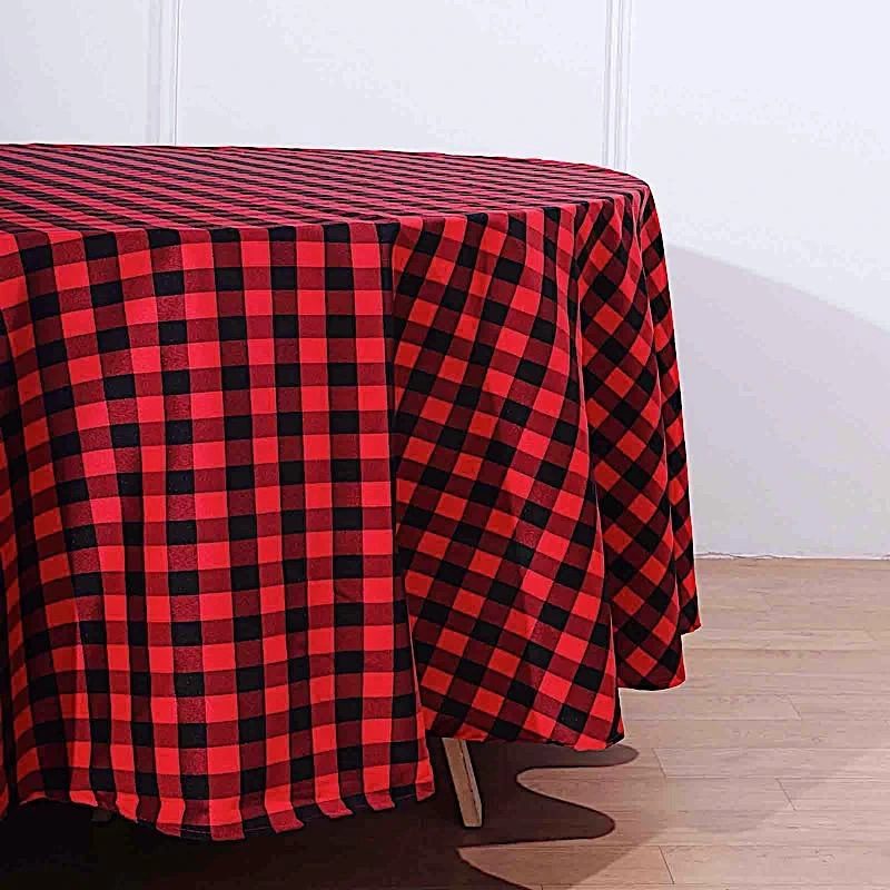 108" Checkered Gingham Polyester Round Tablecloth 4 108" Checkered Gingham Polyester Round Tablecloth - Image 2