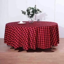 108" Checkered Gingham Polyester Round Tablecloth 24 108" Checkered Gingham Polyester Round Tablecloth -Optimal Home Decoration 108 checkered gingham polyester round tablecloth 28965747359807