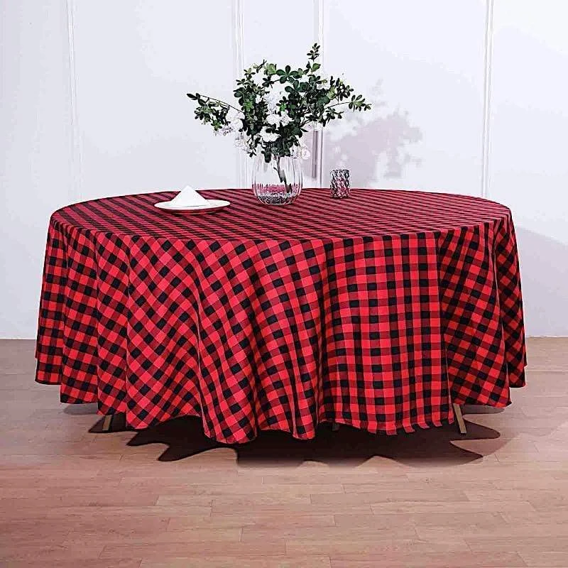 108" Checkered Gingham Polyester Round Tablecloth 5 108" Checkered Gingham Polyester Round Tablecloth - Image 3