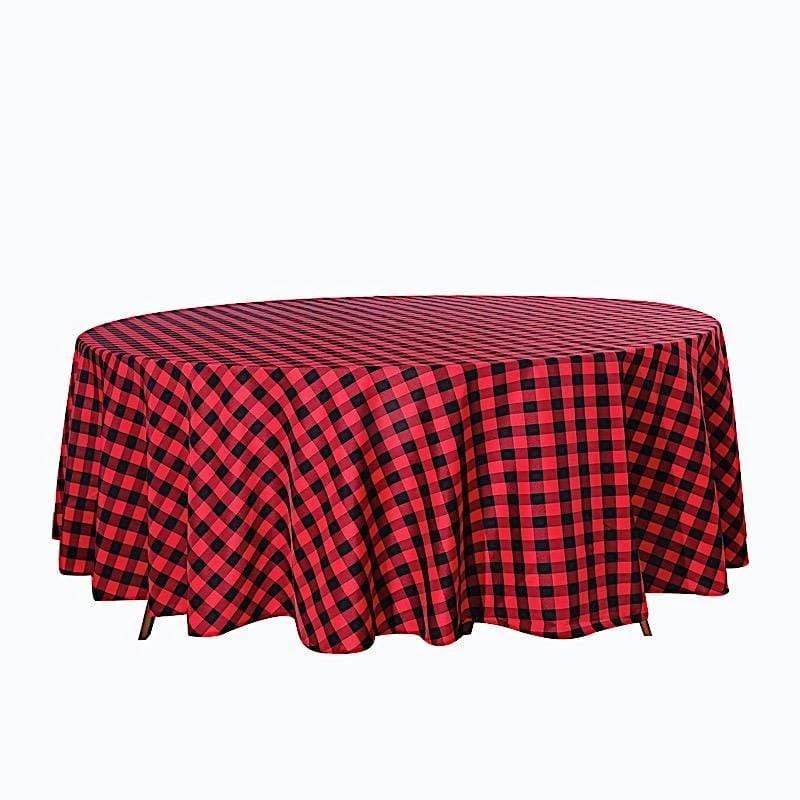 108" Checkered Gingham Polyester Round Tablecloth 6 108" Checkered Gingham Polyester Round Tablecloth - Image 4