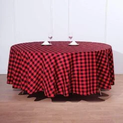 108" Checkered Gingham Polyester Round Tablecloth 27 108" Checkered Gingham Polyester Round Tablecloth -Optimal Home Decoration 108 checkered gingham polyester round tablecloth 28965747425343