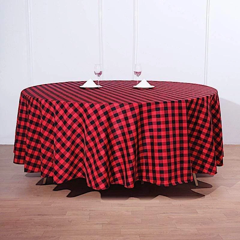 108" Checkered Gingham Polyester Round Tablecloth 8 108" Checkered Gingham Polyester Round Tablecloth - Image 6
