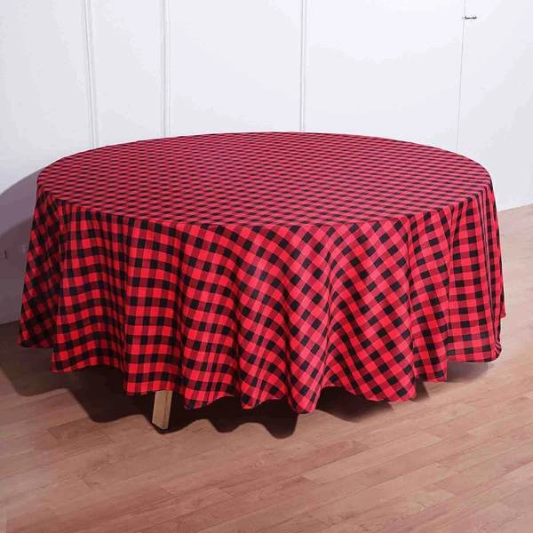 108" Checkered Gingham Polyester Round Tablecloth 11 108" Checkered Gingham Polyester Round Tablecloth - Image 9