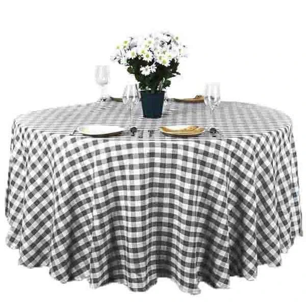 108" Checkered Gingham Polyester Round Tablecloth 16 108" Checkered Gingham Polyester Round Tablecloth - Image 14