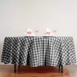 108" Checkered Gingham Polyester Round Tablecloth 37 108" Checkered Gingham Polyester Round Tablecloth -Optimal Home Decoration 108 checkered gingham polyester round tablecloth 28965747851327