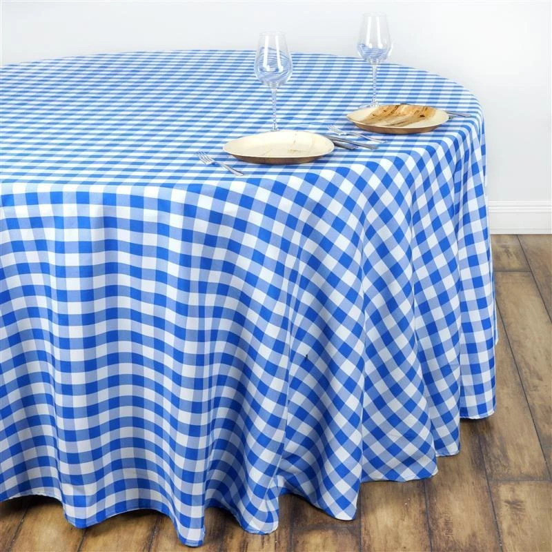 108" Checkered Gingham Polyester Round Tablecloth 22 108" Checkered Gingham Polyester Round Tablecloth - Image 20