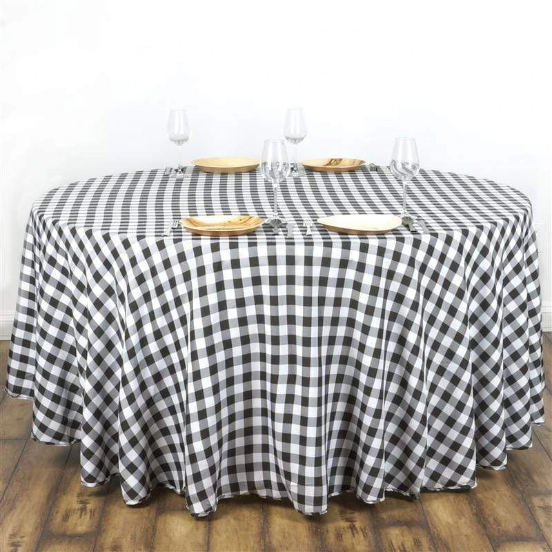 108" Checkered Gingham Polyester Round Tablecloth 14 108" Checkered Gingham Polyester Round Tablecloth - Image 12
