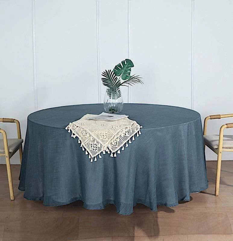 108" Round Premium Faux Burlap Polyester Tablecloth 14 108" Round Premium Faux Burlap Polyester Tablecloth - Image 12