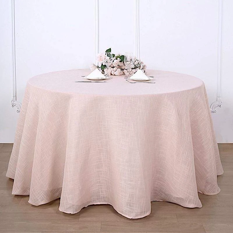 108" Round Premium Faux Burlap Polyester Tablecloth 18 108" Round Premium Faux Burlap Polyester Tablecloth - Image 16