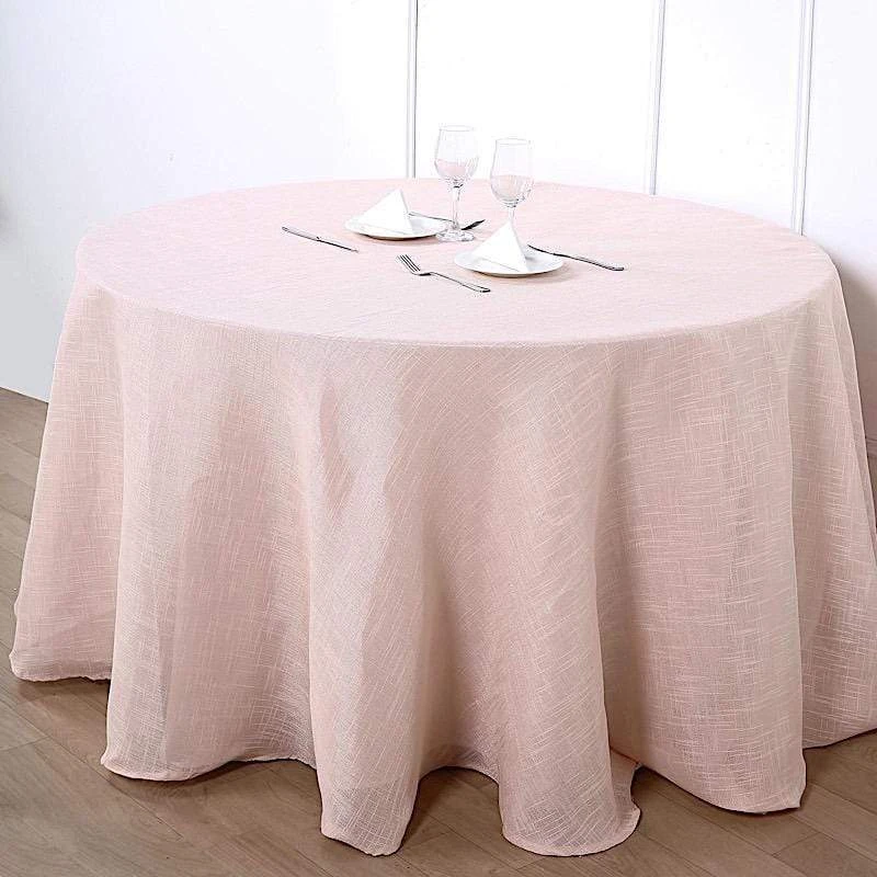108" Round Premium Faux Burlap Polyester Tablecloth 22 108" Round Premium Faux Burlap Polyester Tablecloth - Image 20