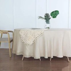 108" Round Premium Faux Burlap Polyester Tablecloth 27 108" Round Premium Faux Burlap Polyester Tablecloth -Optimal Home Decoration 108 round premium faux burlap polyester tablecloth 28978443255871